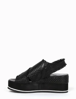 sandalo zeppa 5cm nero