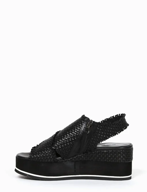 sandalo zeppa 5cm nero
