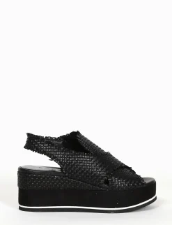 sandalo zeppa 5cm nero
