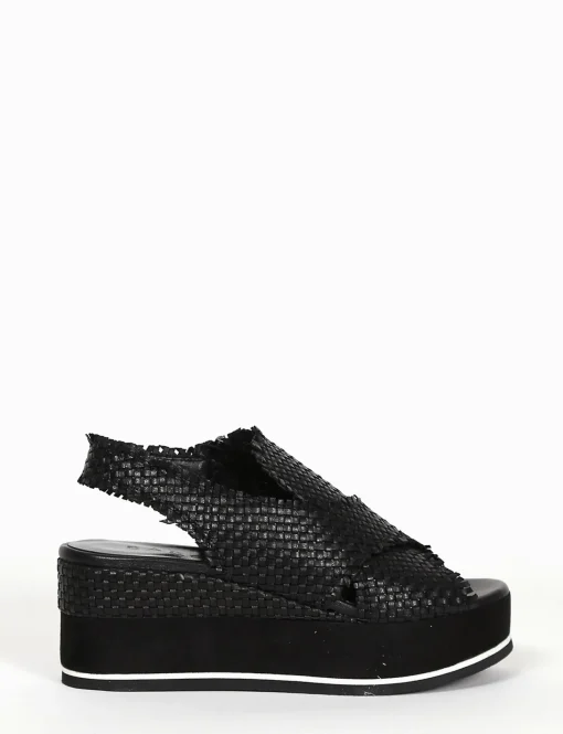 sandalo zeppa 5cm nero