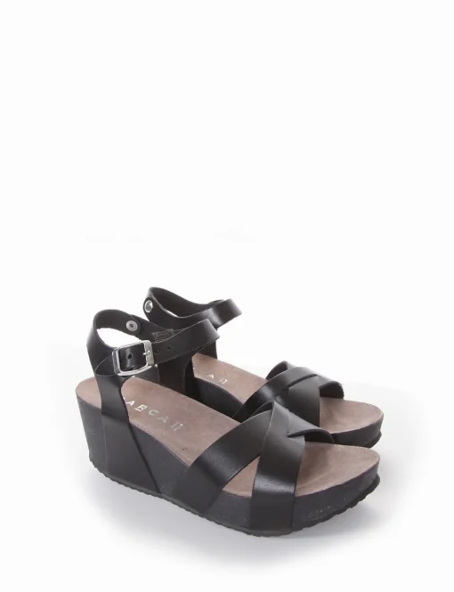 sandalo zeppa 7cm nero