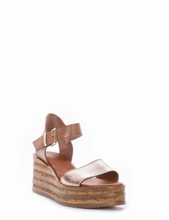 Sandalo zeppa tacco 5 cm bronzo