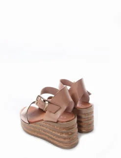 Sandalo zeppa tacco 5 cm bronzo
