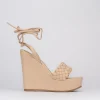 Sandalo zeppa tacco 11 cm con plateau di 3 cm rosa pelle