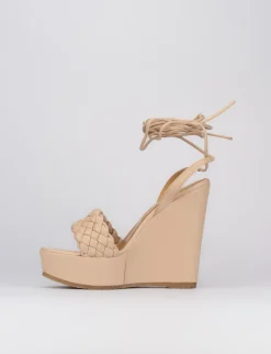 Sandalo zeppa tacco 11 cm con plateau di 3 cm rosa pelle