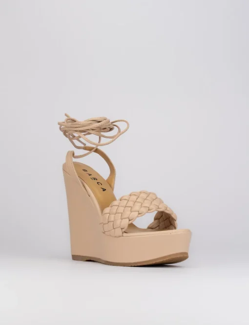 Sandalo zeppa tacco 11 cm con plateau di 3 cm rosa pelle