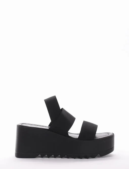 Sandalo zeppa tacco 7 cm nero