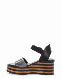 Sandalo zeppa tacco 5 cm nero