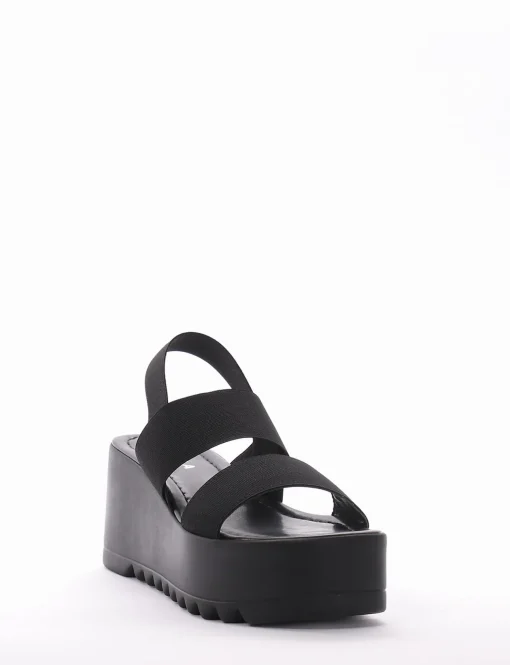 Sandalo zeppa tacco 7 cm nero