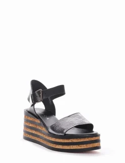 Sandalo zeppa tacco 5 cm nero