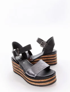 Sandalo zeppa tacco 5 cm nero
