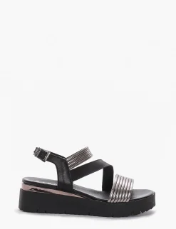 Sandalo zeppa tacco 5cm argento