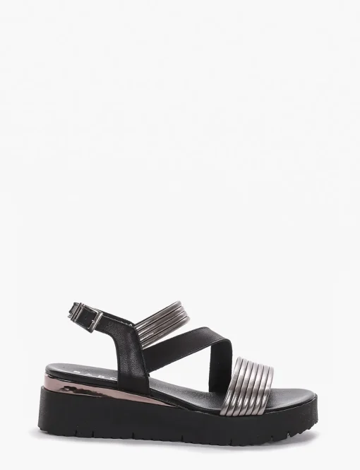 Sandalo zeppa tacco 5cm argento