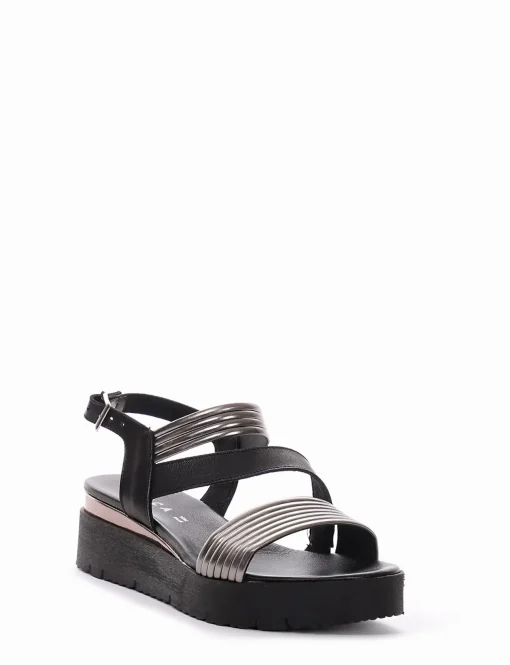 Sandalo zeppa tacco 5cm argento