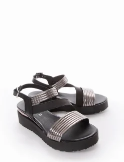 Sandalo zeppa tacco 5cm argento