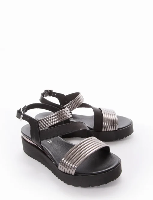 Sandalo zeppa tacco 5cm argento