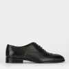 Scarpa lacci tacco 2 cm nero pelle