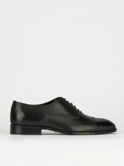 Scarpa lacci tacco 2 cm nero pelle
