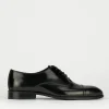 Scarpa lacci tacco 2 cm nero pelle
