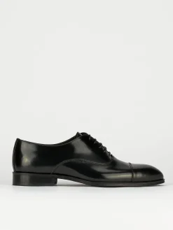 Scarpa lacci tacco 2 cm nero pelle