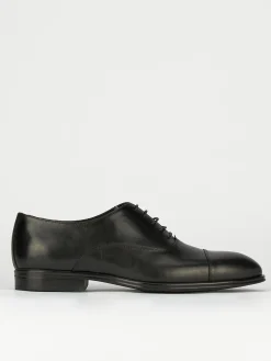 Scarpa lacci tacco 2 cm nero pelle