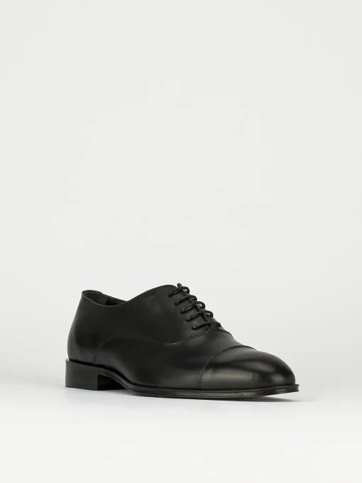 Scarpa lacci tacco 2 cm nero pelle