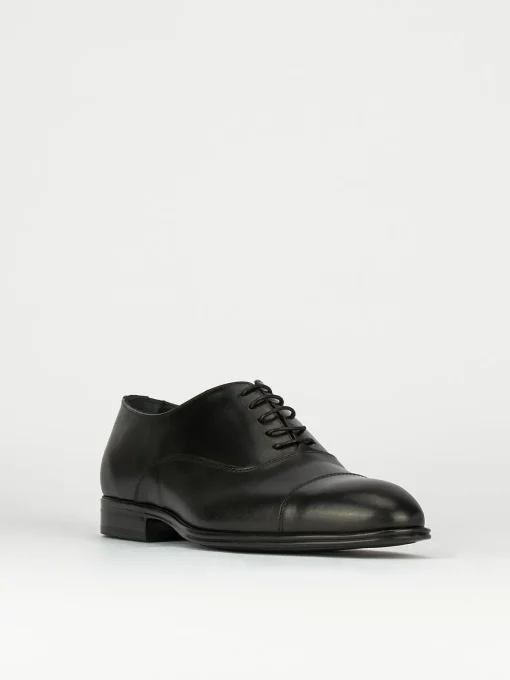 Scarpa lacci tacco 2 cm nero pelle