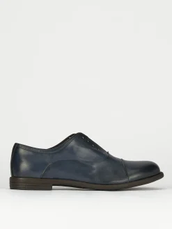 Scarpa no lace tacco 2 cm blu pelle