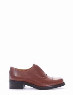 scarpa no lace tacco 3 cm cuoio