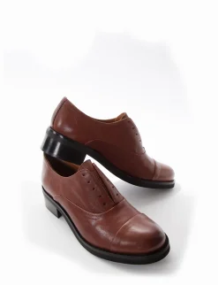 scarpa no lace tacco 3 cm cuoio