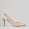 Sligback decoltè tacco 7 cm beige vernice