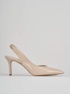 Sligback decoltè tacco 7 cm beige vernice