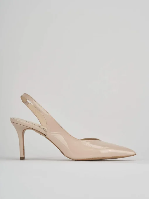 Sligback decoltè tacco 7 cm beige vernice