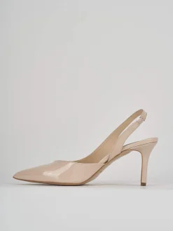 Sligback decoltè tacco 7 cm beige vernice