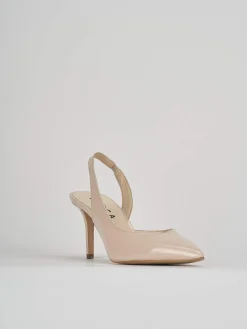 Sligback decoltè tacco 7 cm beige vernice