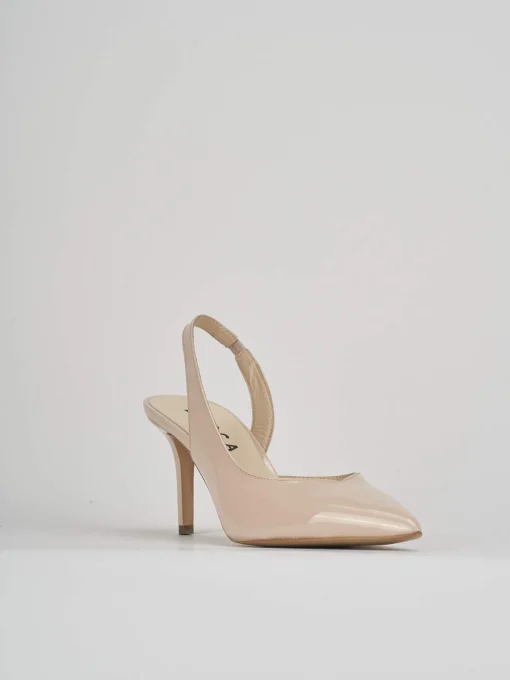 Sligback decoltè tacco 7 cm beige vernice