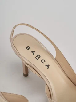 Sligback decoltè tacco 7 cm beige vernice