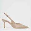 Slingback decolte tacco 7 cm beige camoscio