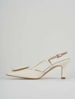 Slingback decolte tacco 5 cm bianco pelle