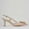 Slingback decolte tacco 5 cm beige pelle