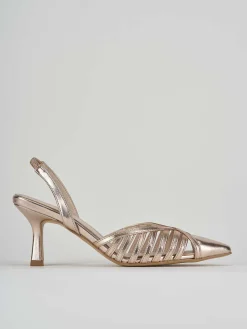 Slingback decolte tacco 5 cm bronzo laminato