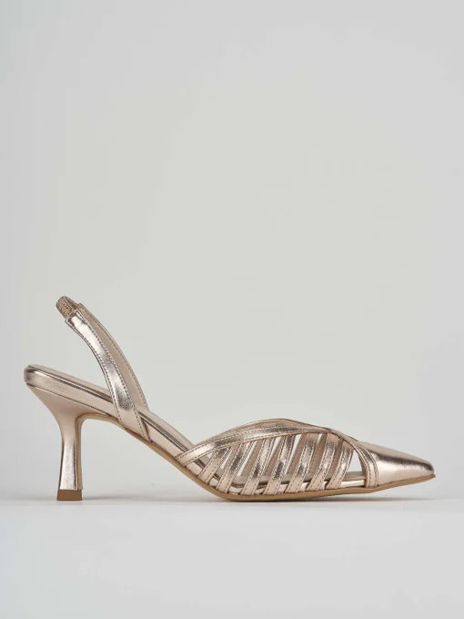 Slingback decolte tacco 5 cm bronzo laminato