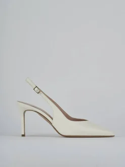 Slingback decolte tacco 7 cm bianco pelle