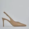 Slingback decolte tacco 7 cm marrone pelle