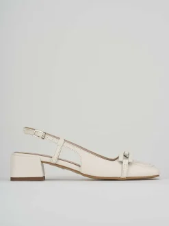 Slingback decolte tacco 3 cm bianco pelle