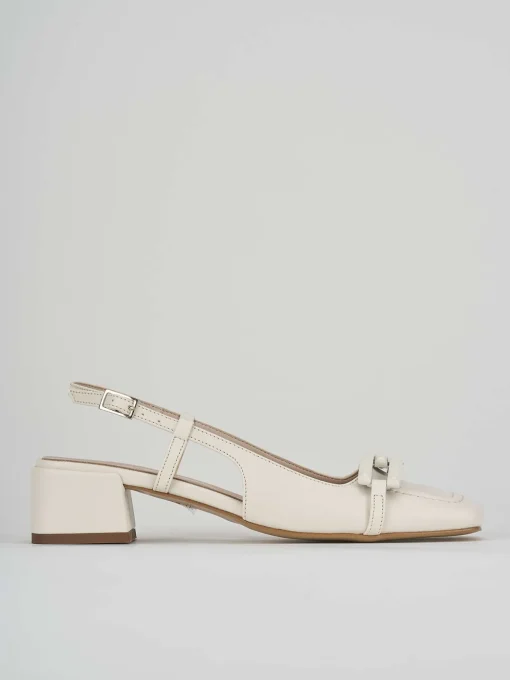 Slingback decolte tacco 3 cm bianco pelle