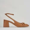 Slingback decolte tacco 6 cm marrone pelle