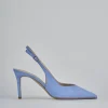 Slingback decolte tacco 7 cm jeans camoscio