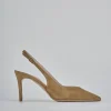 Slingback decolte tacco 7 cm marrone camoscio