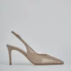Slingback decolte tacco 7 cm beige vernice